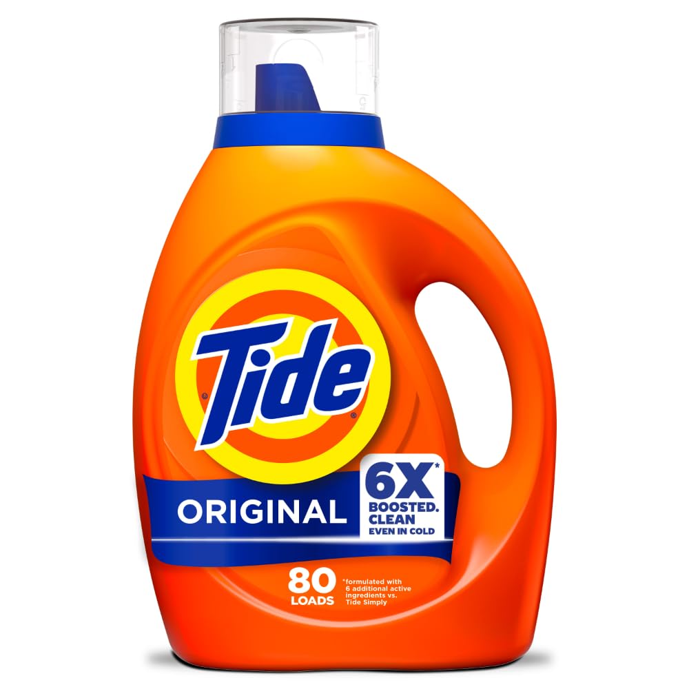 Tide Liquid Laundry Detergent, Original Scent, 125 fl oz, 100 Loads, Boosted Clean Even in Cold Water with Concentrated Washing Soap