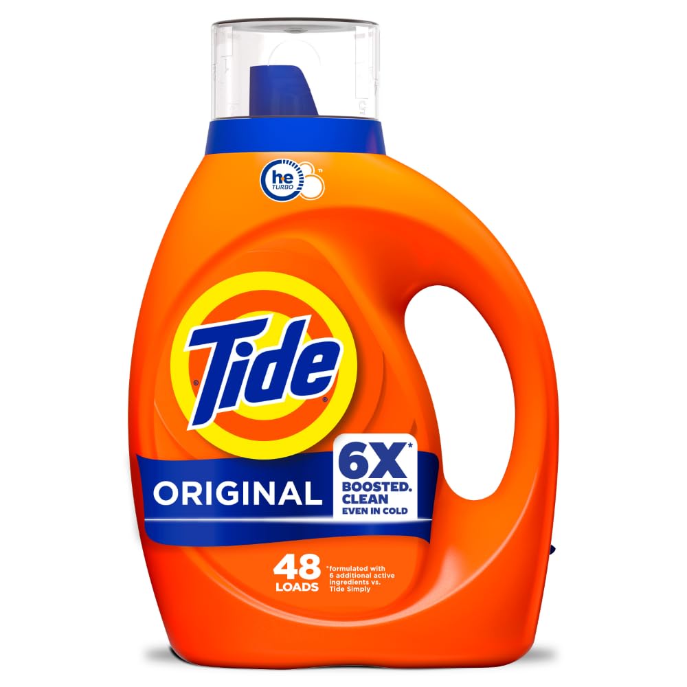 Tide Liquid Laundry Detergent, Original Scent, 125 fl oz, 100 Loads, Boosted Clean Even in Cold Water with Concentrated Washing Soap