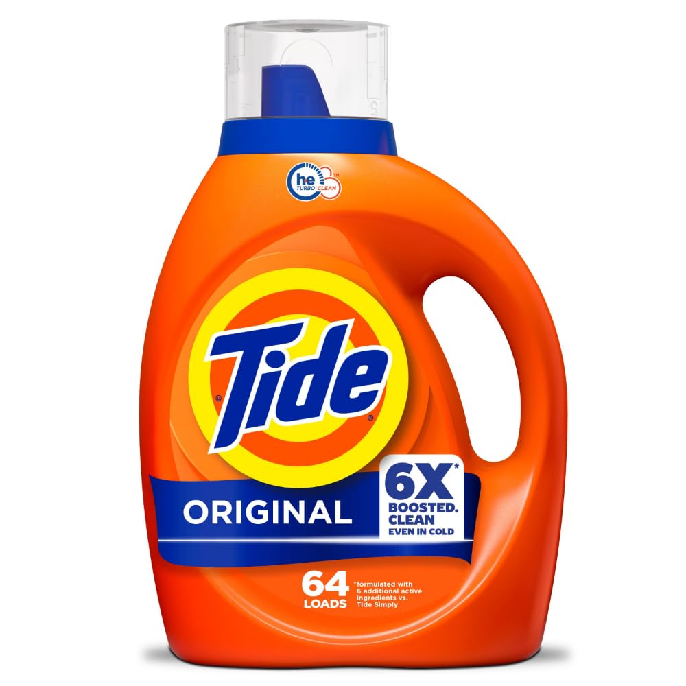 Tide Liquid Laundry Detergent, Original Scent, 125 fl oz, 100 Loads, Boosted Clean Even in Cold Water with Concentrated Washing Soap