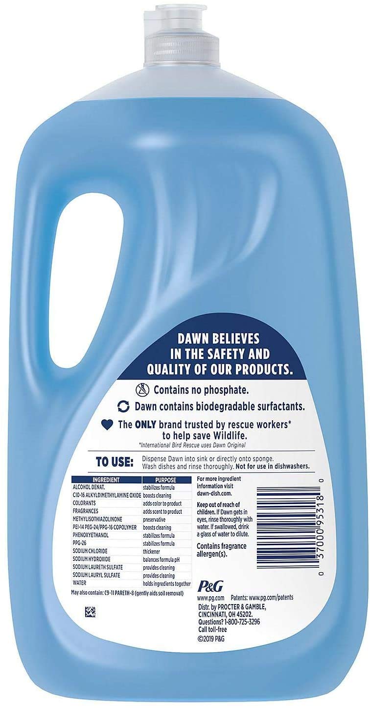 Dawn Ultra Original Dish Soap Refill Jug, Large Size Blue Liquid Dishwashing Detergent, Powerful Dish Soap for Grease, 51.5 oz