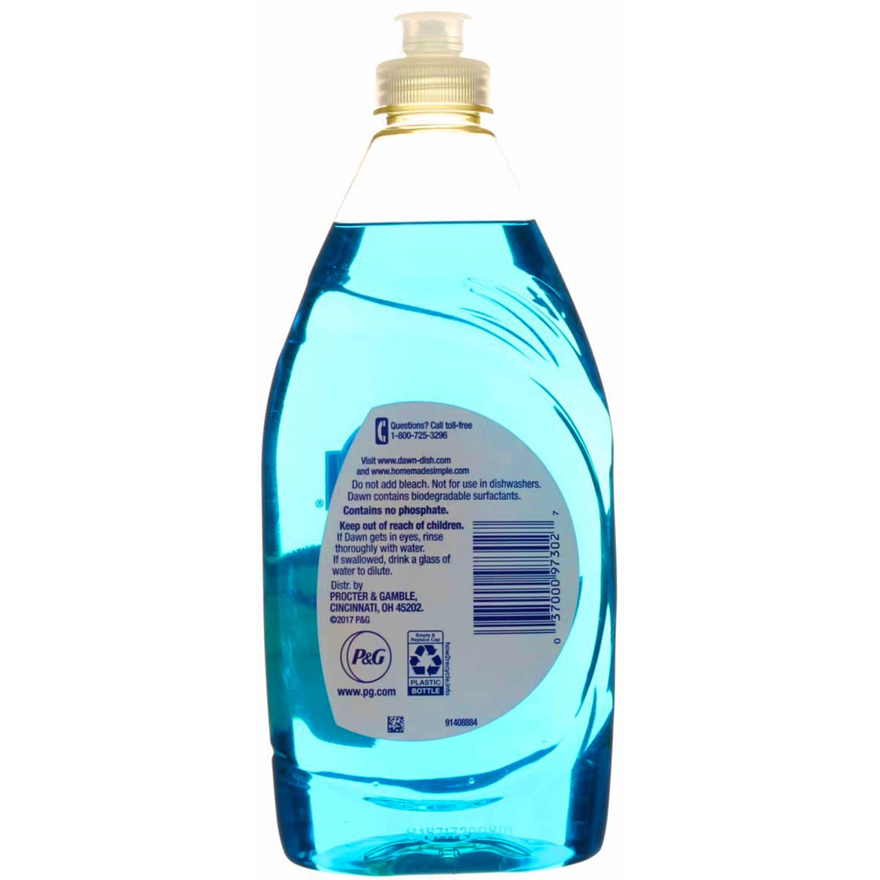 Dawn Ultra Original Dish Soap Refill Jug, Large Size Blue Liquid Dishwashing Detergent, Powerful Dish Soap for Grease, 51.5 oz