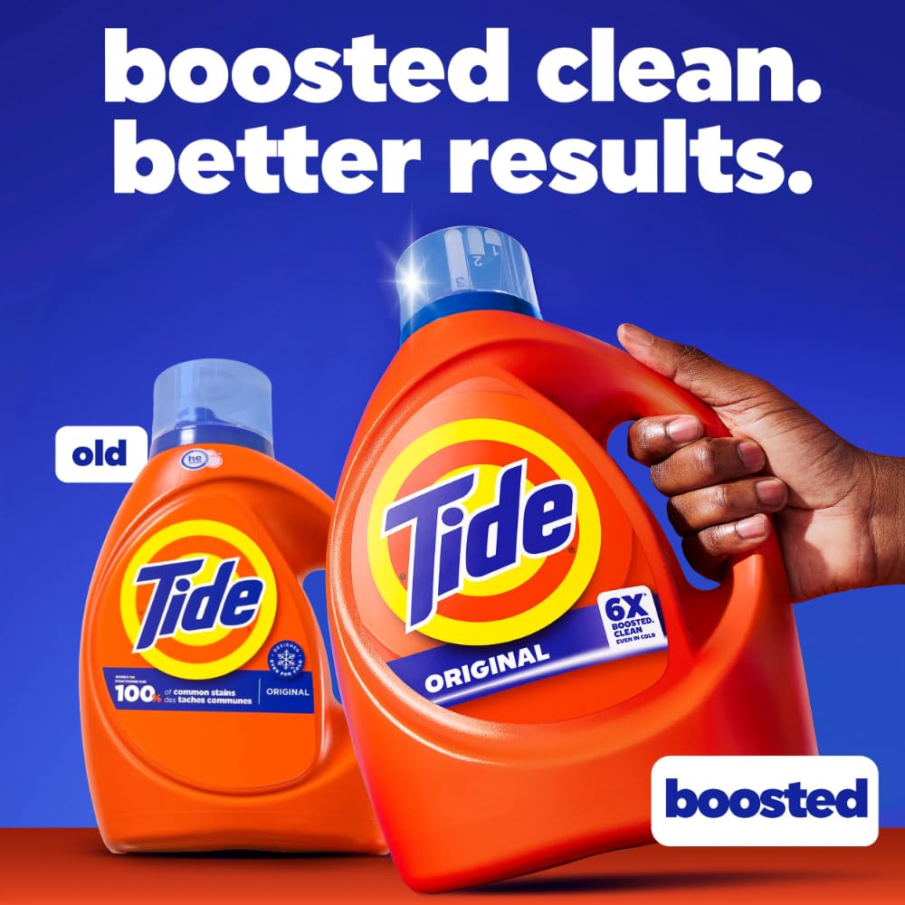 Tide Liquid Laundry Detergent, Original Scent, 125 fl oz, 100 Loads, Boosted Clean Even in Cold Water with Concentrated Washing Soap