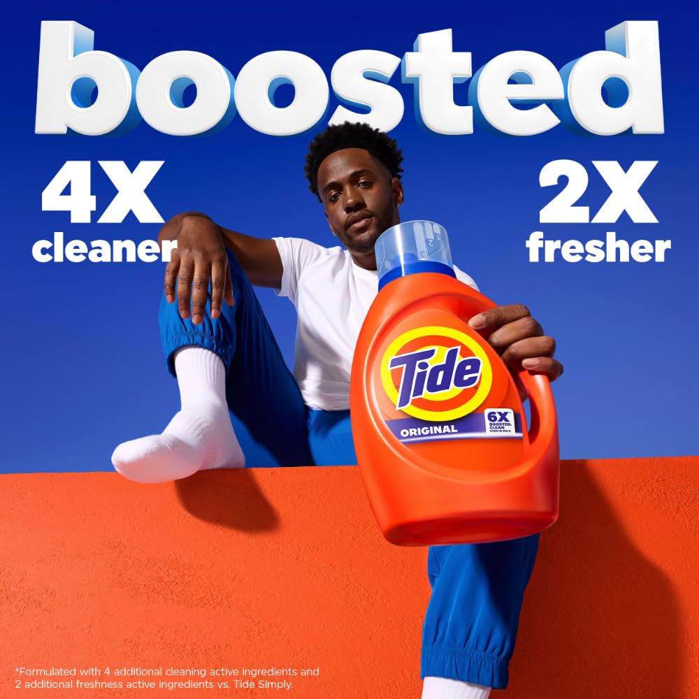 Tide Liquid Laundry Detergent, Original Scent, 125 fl oz, 100 Loads, Boosted Clean Even in Cold Water with Concentrated Washing Soap