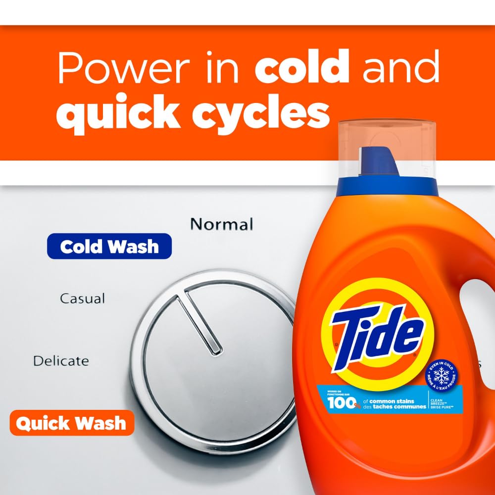 Tide Liquid Laundry Detergent, Original Scent, 125 fl oz, 100 Loads, Boosted Clean Even in Cold Water with Concentrated Washing Soap