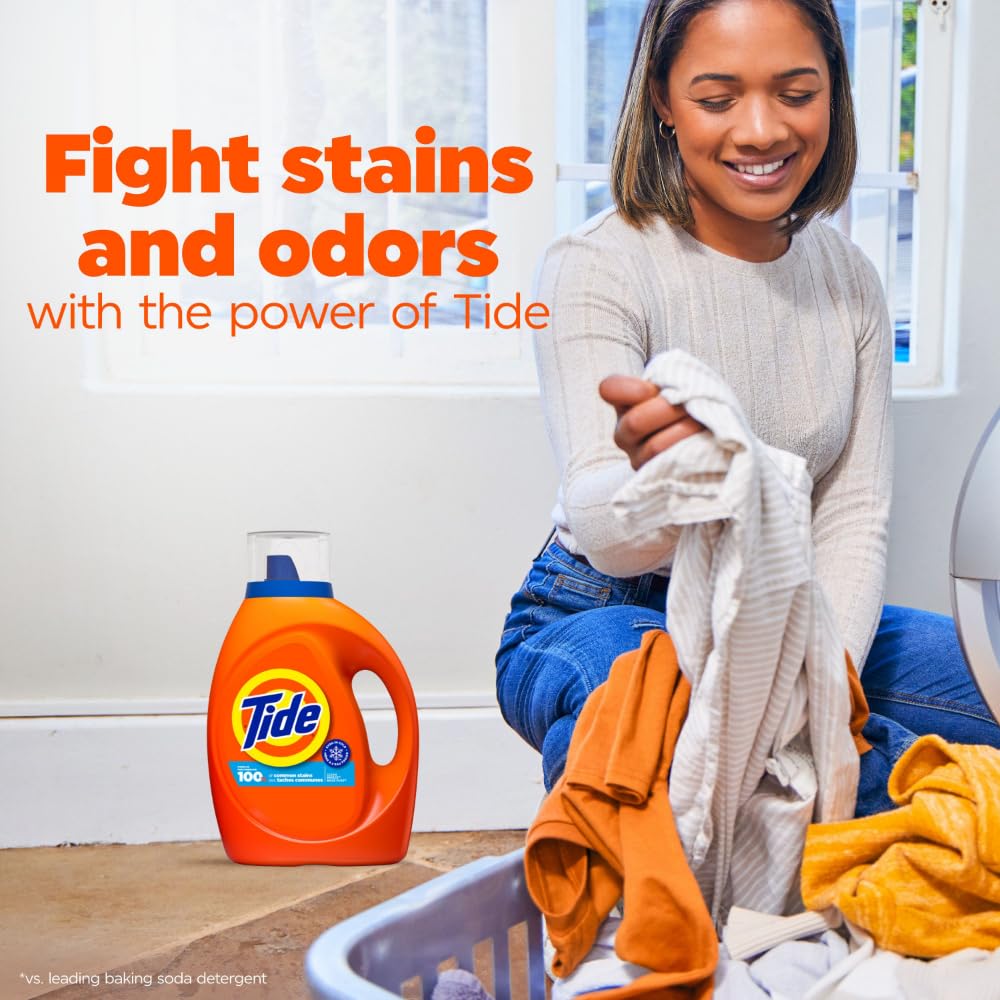 Tide Liquid Laundry Detergent, Original Scent, 125 fl oz, 100 Loads, Boosted Clean Even in Cold Water with Concentrated Washing Soap