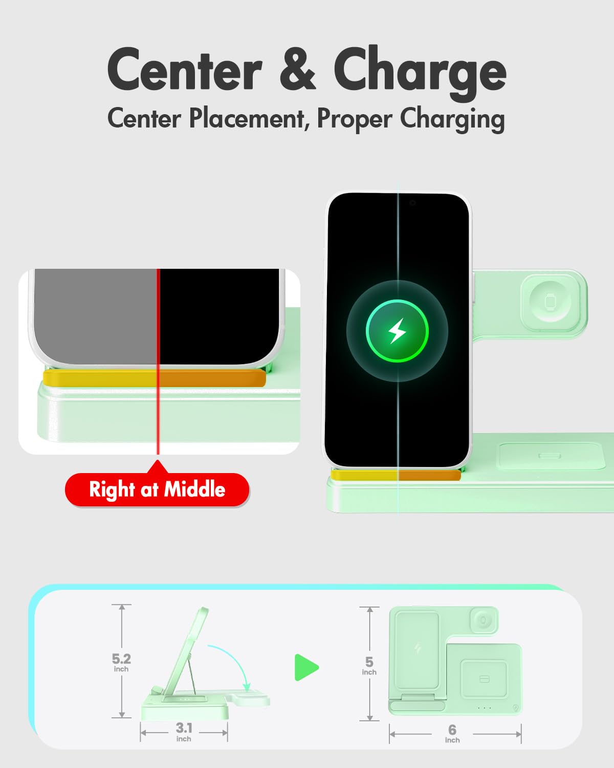 Wireless Charger iPhone Charging Station: 3 in 1 Charger Stand Multiple Devices for Apple - iPhone 17 16e 16 15 14 Pro Max 13 12 11 - Watch 11 10 9 8 7 6 5 4 3 2 SE and Ultra Series - Airpods 4 3 Pro