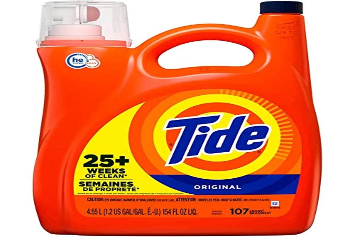 Tide Liquid Laundry Detergent, Original Scent, 125 fl oz, 100 Loads, Boosted Clean Even in Cold Water with Concentrated Washing Soap