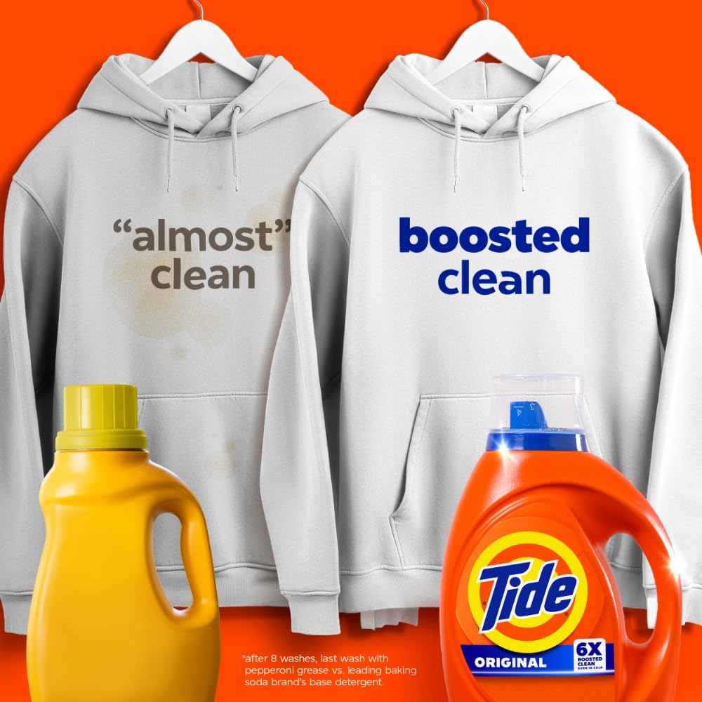 Tide Liquid Laundry Detergent, Original Scent, 125 fl oz, 100 Loads, Boosted Clean Even in Cold Water with Concentrated Washing Soap