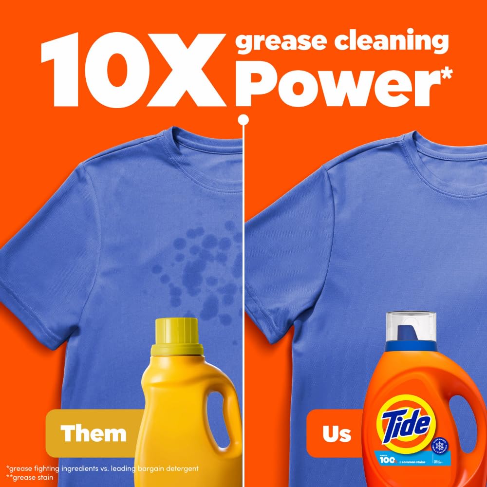 Tide Liquid Laundry Detergent, Original Scent, 125 fl oz, 100 Loads, Boosted Clean Even in Cold Water with Concentrated Washing Soap