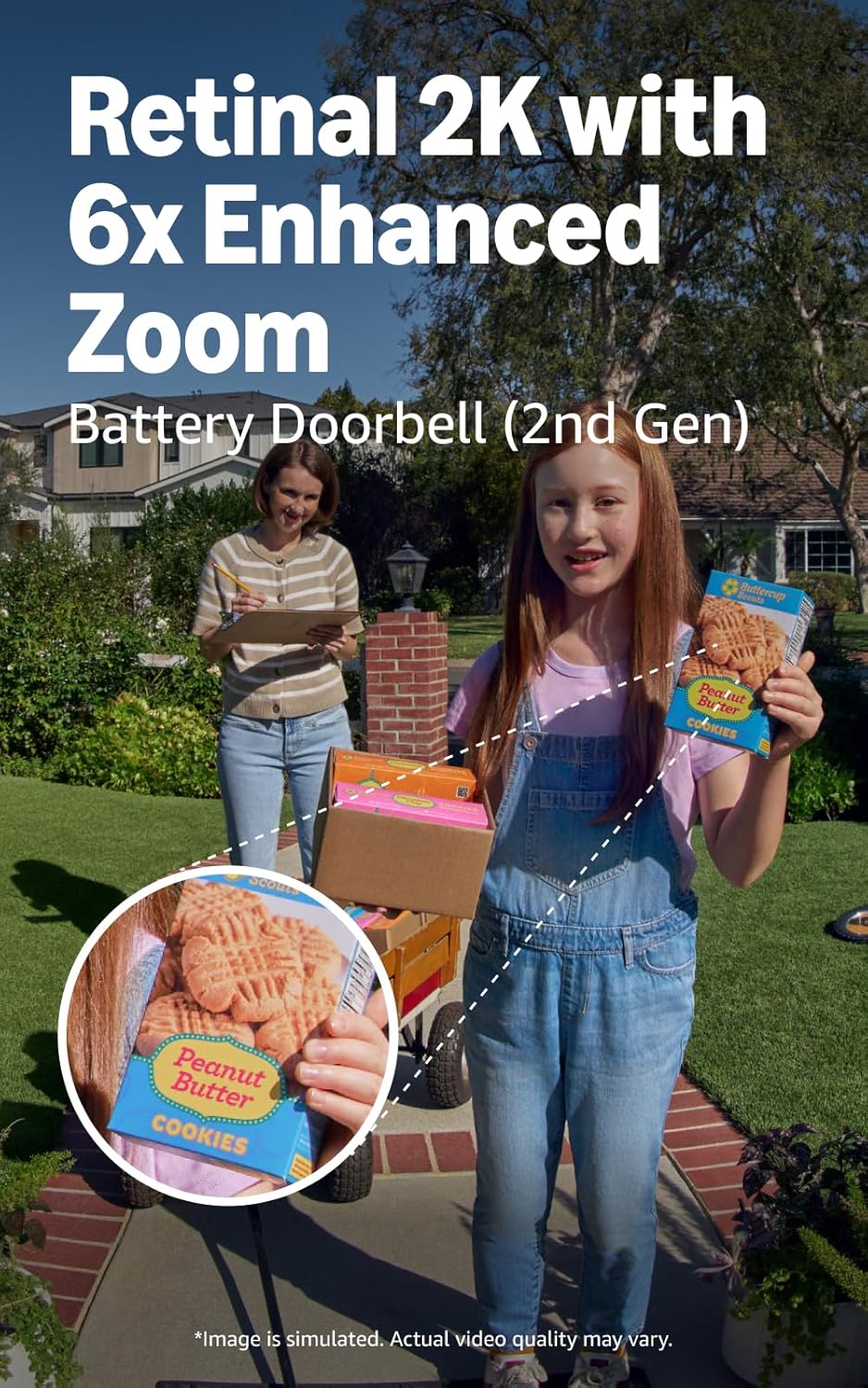 Ring Battery Doorbell (newest model) — Retinal 2K with wide-angle video, up to 6x Enhanced Zoom, Two-Way Talk, and Built-In Battery, Speckled Gray