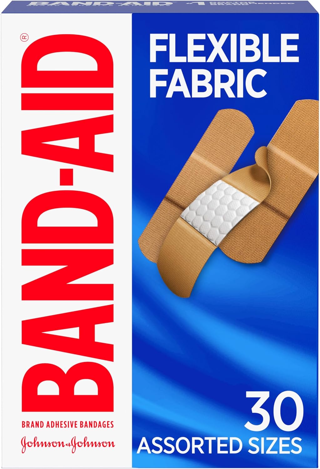 BAND-AID Brand Flexible Fabric Adhesive Bandages, Comfortable Sterile Protection & Wound Care for Minor Cuts, Scrapes & Burns, First Aid Kit Essential, Non-Stick Hurt-Free Pad, Assorted Sizes, 100 Ct