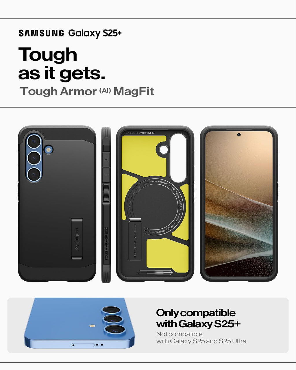 Spigen for Galaxy S26 Ultra Case, Tough Armor MagFit [Kickstand] [Compatible with MagSafe] [Military-Grade Protection] - Black