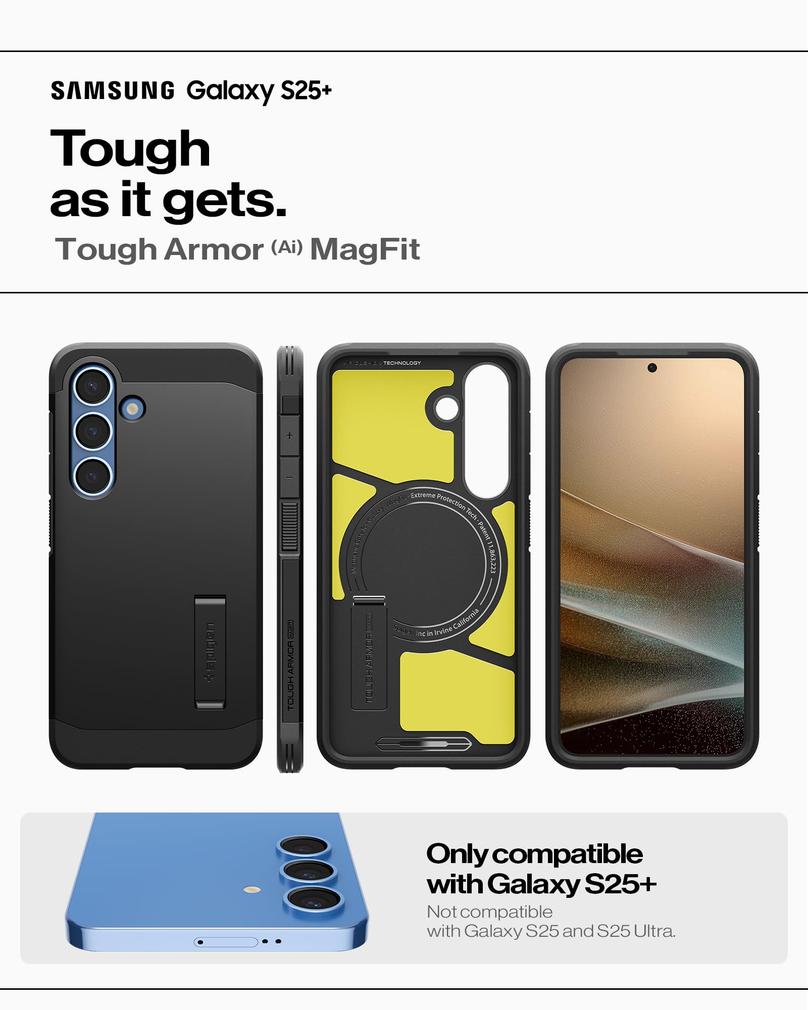 Spigen for Galaxy S26 Ultra Case, Tough Armor MagFit [Kickstand] [Compatible with MagSafe] [Military-Grade Protection] - Black