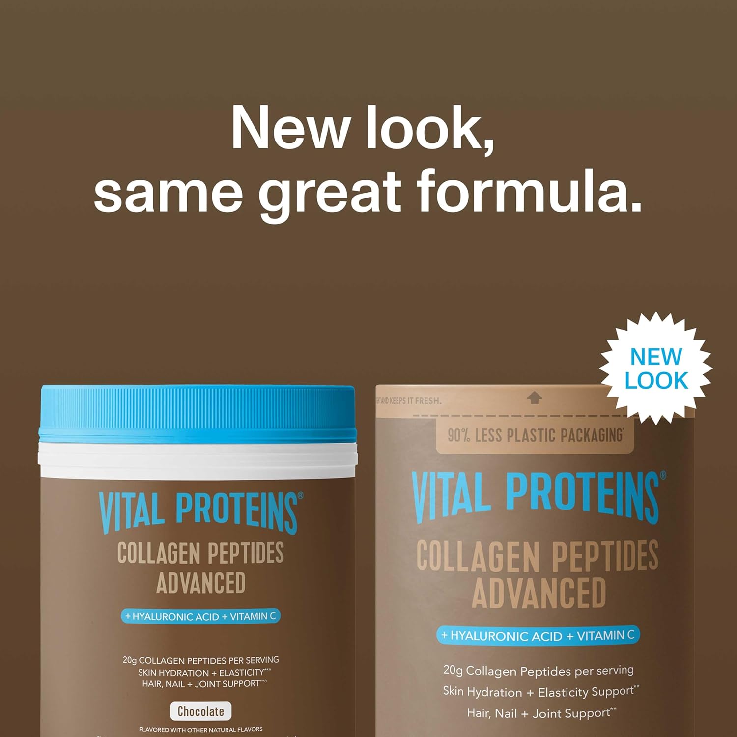 Vital Proteins Collagen Peptides Powder Advanced with Hyaluronic Acid & Vitamin C, 20oz Collagen Protein, Unflavored, 27 Servings