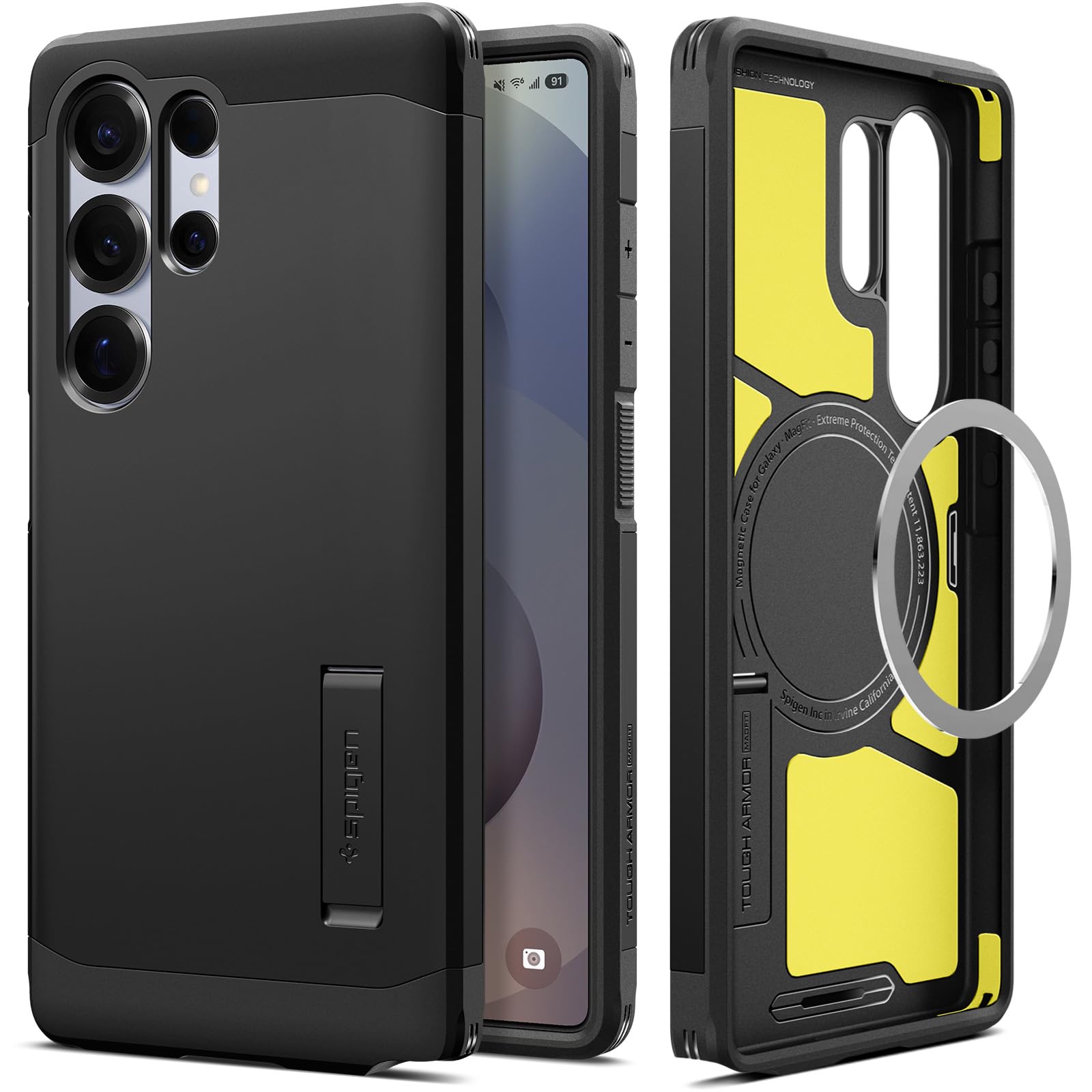 Spigen for Galaxy S26 Ultra Case, Tough Armor MagFit [Kickstand] [Compatible with MagSafe] [Military-Grade Protection] - Black