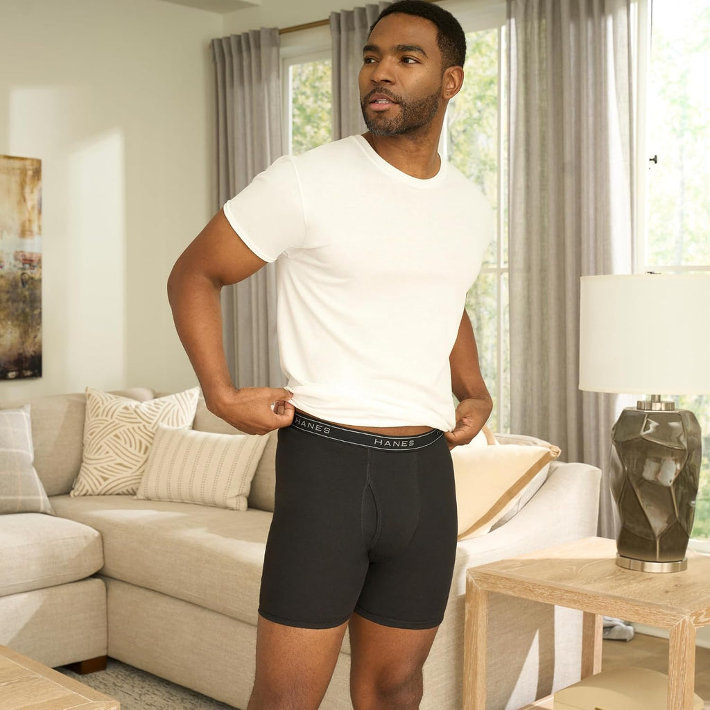 Hanes mens Underwear Boxer Briefs Pack, Cool & Breathable Cotton Moisture-wicking Underwear for Men, No Ride Up