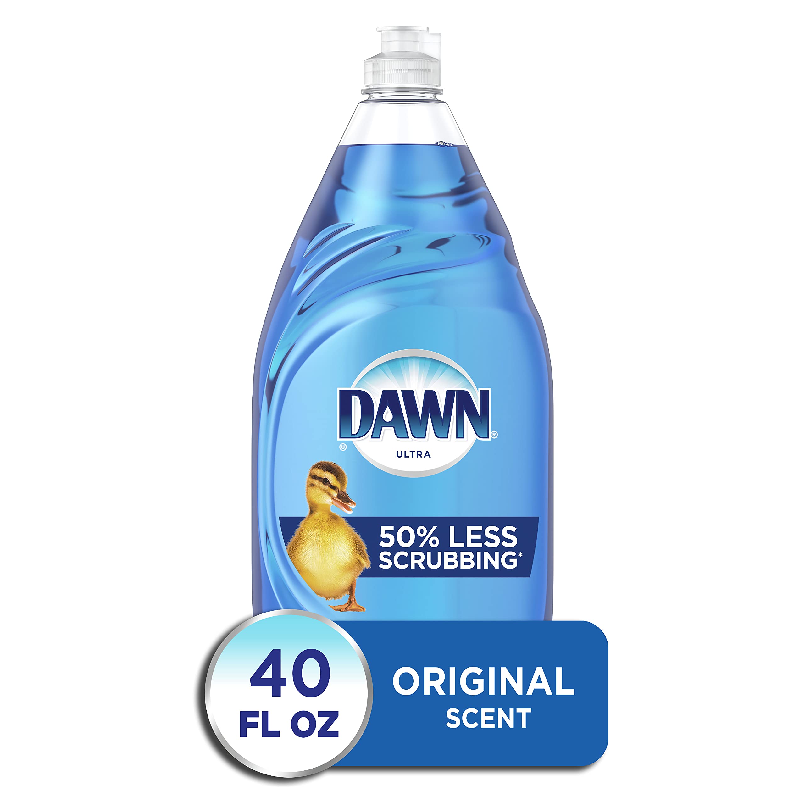 Dawn Ultra Original Dish Soap Refill Jug, Large Size Blue Liquid Dishwashing Detergent, Powerful Dish Soap for Grease, 51.5 oz
