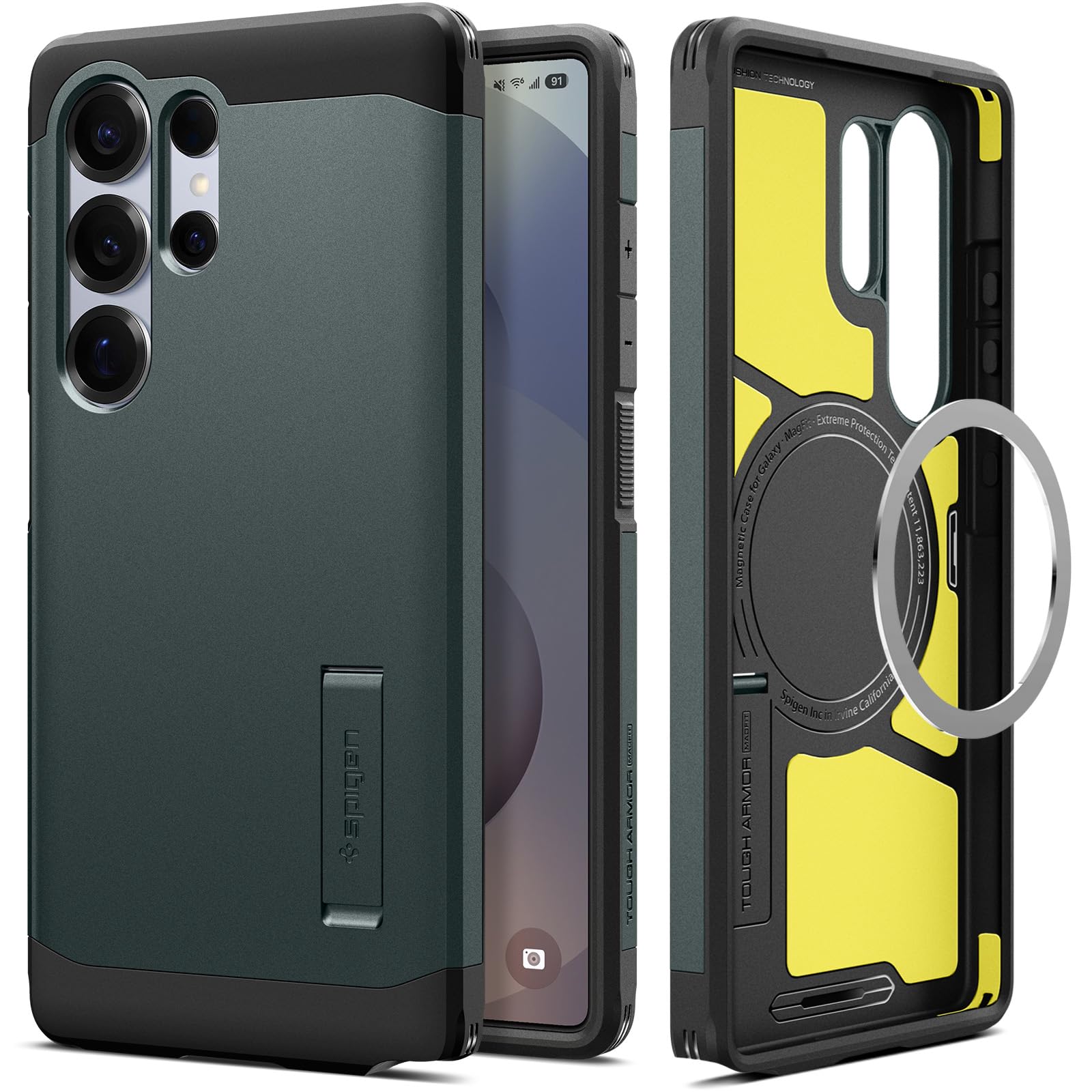 Spigen for Galaxy S26 Ultra Case, Tough Armor MagFit [Kickstand] [Compatible with MagSafe] [Military-Grade Protection] - Black