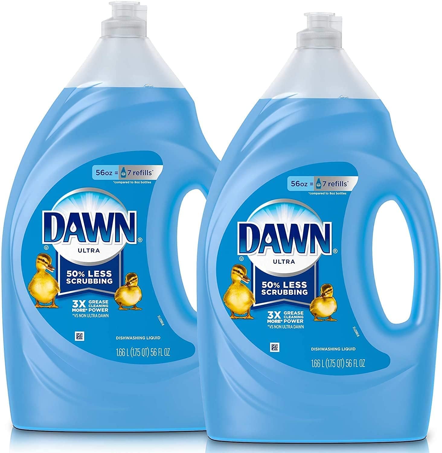 Dawn Ultra Original Dish Soap Refill Jug, Large Size Blue Liquid Dishwashing Detergent, Powerful Dish Soap for Grease, 51.5 oz