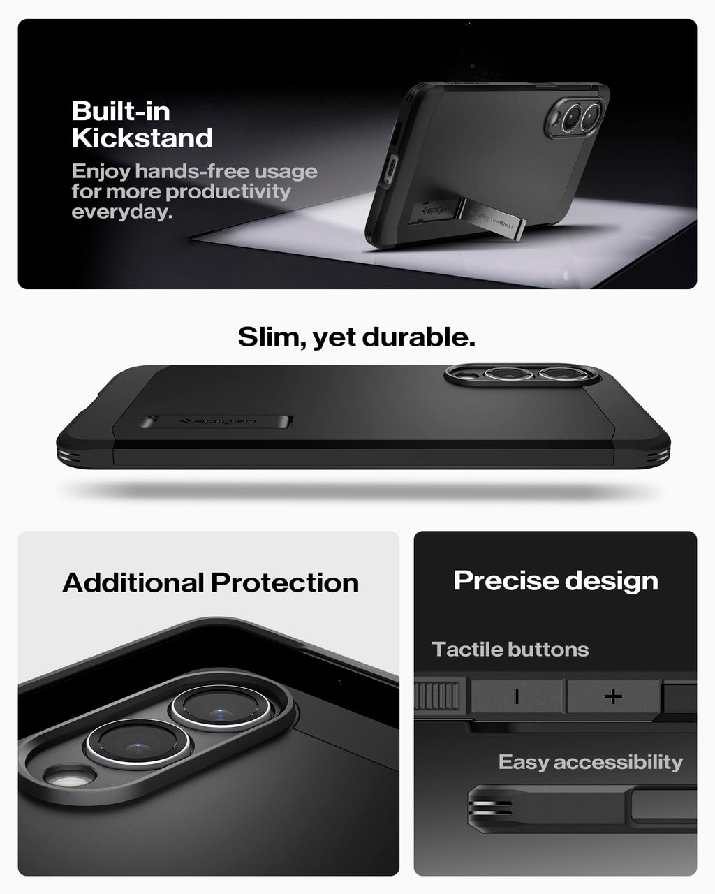 Spigen for Galaxy S26 Ultra Case, Tough Armor MagFit [Kickstand] [Compatible with MagSafe] [Military-Grade Protection] - Black