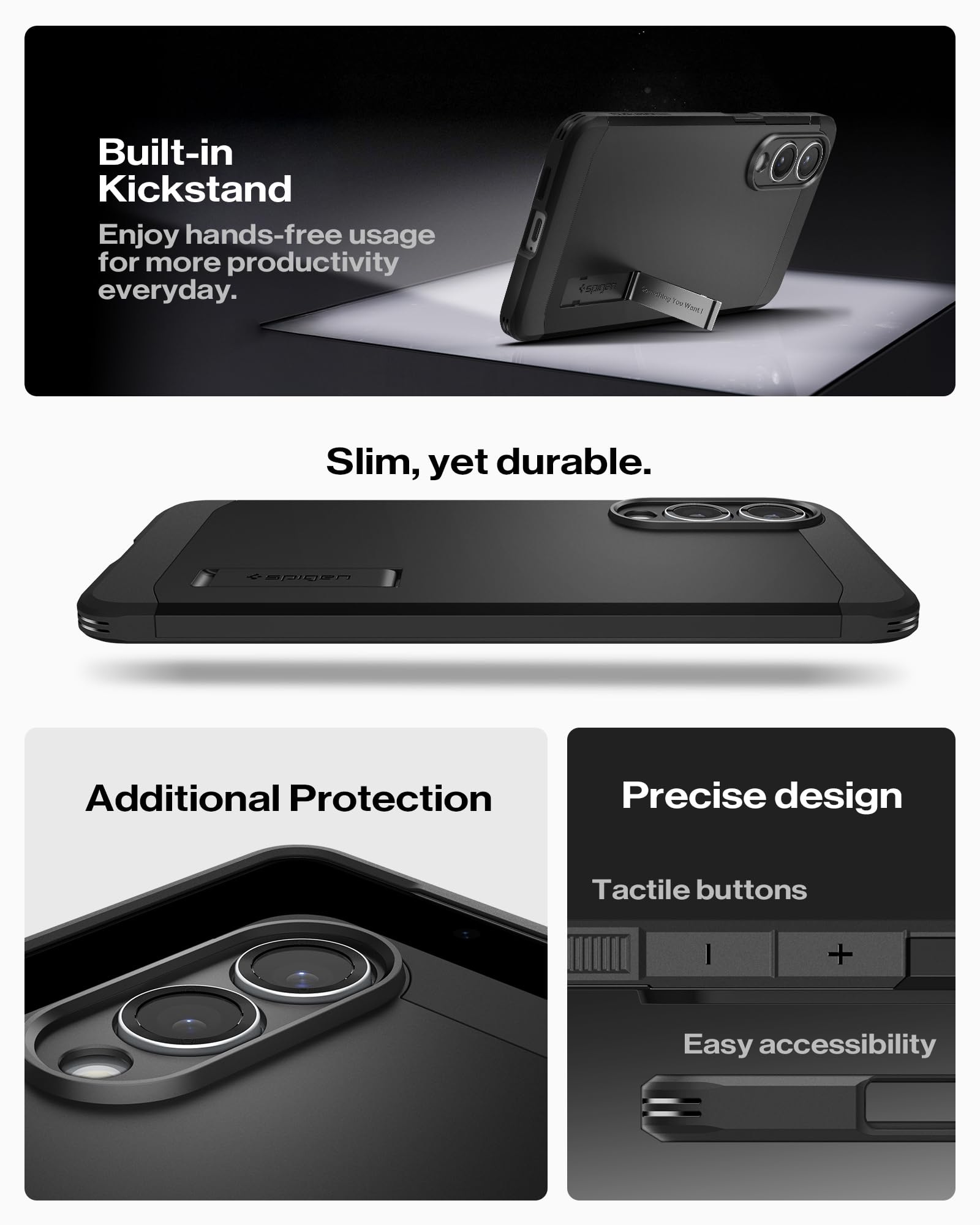 Spigen for Galaxy S26 Ultra Case, Tough Armor MagFit [Kickstand] [Compatible with MagSafe] [Military-Grade Protection] - Black