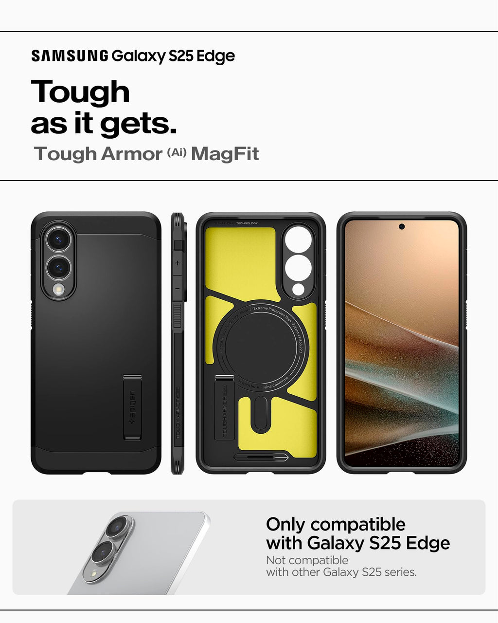 Spigen for Galaxy S26 Ultra Case, Tough Armor MagFit [Kickstand] [Compatible with MagSafe] [Military-Grade Protection] - Black