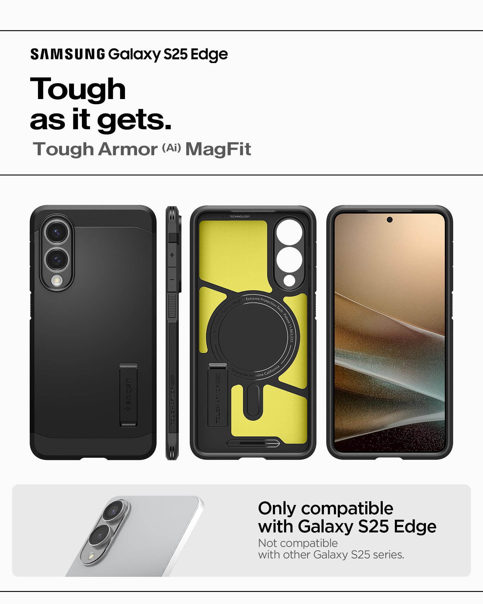 Spigen for Galaxy S26 Ultra Case, Tough Armor MagFit [Kickstand] [Compatible with MagSafe] [Military-Grade Protection] - Black