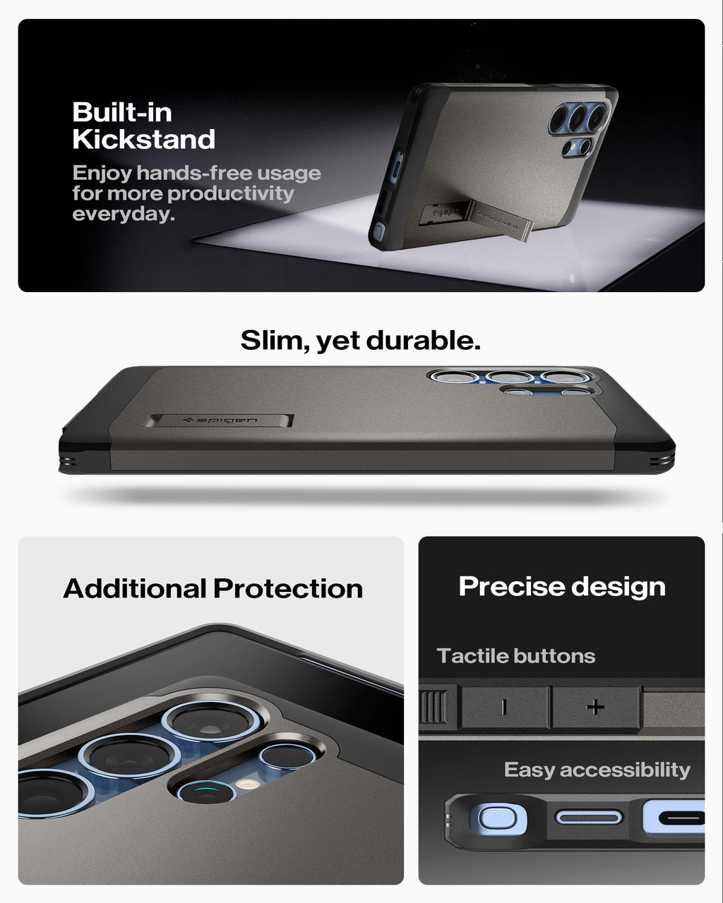 Spigen for Galaxy S26 Ultra Case, Tough Armor MagFit [Kickstand] [Compatible with MagSafe] [Military-Grade Protection] - Black