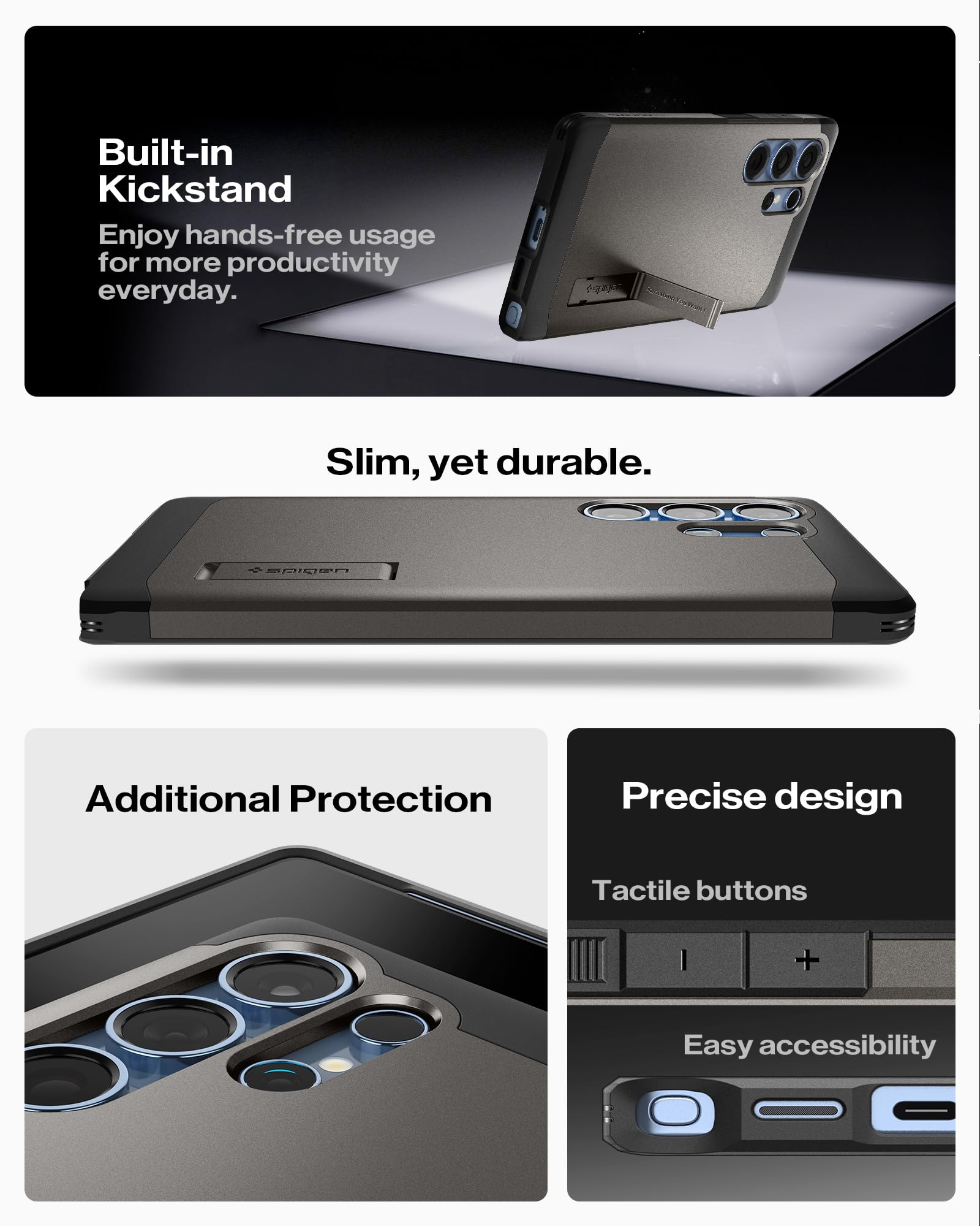 Spigen for Galaxy S26 Ultra Case, Tough Armor MagFit [Kickstand] [Compatible with MagSafe] [Military-Grade Protection] - Black