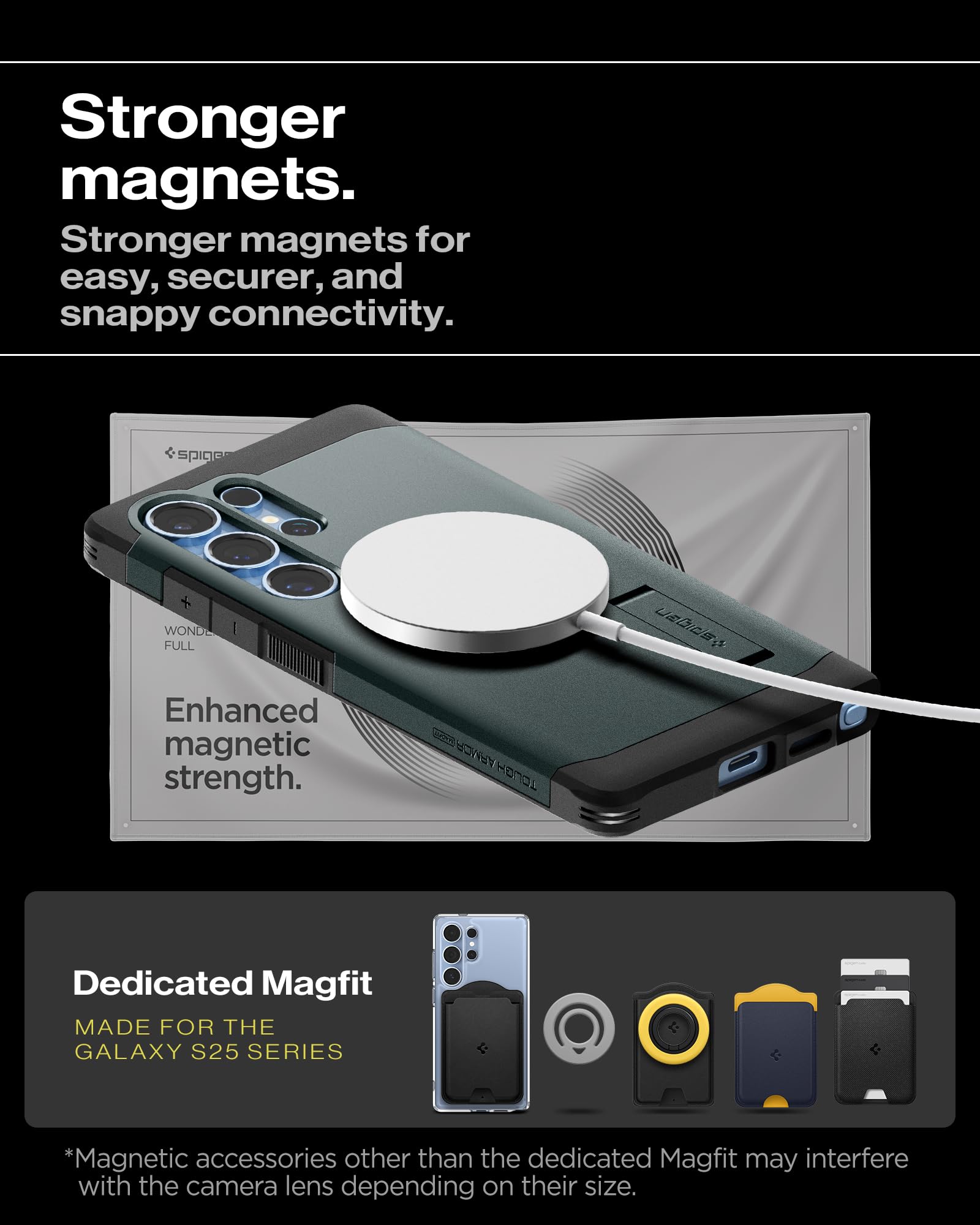 Spigen for Galaxy S26 Ultra Case, Tough Armor MagFit [Kickstand] [Compatible with MagSafe] [Military-Grade Protection] - Black