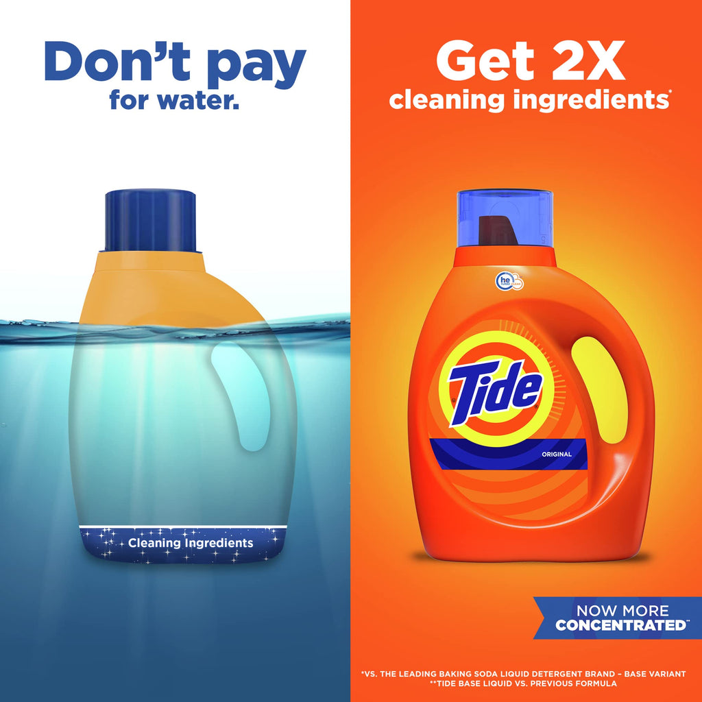 Tide Liquid Laundry Detergent, Original Scent, 125 fl oz, 100 Loads, Boosted Clean Even in Cold Water with Concentrated Washing Soap