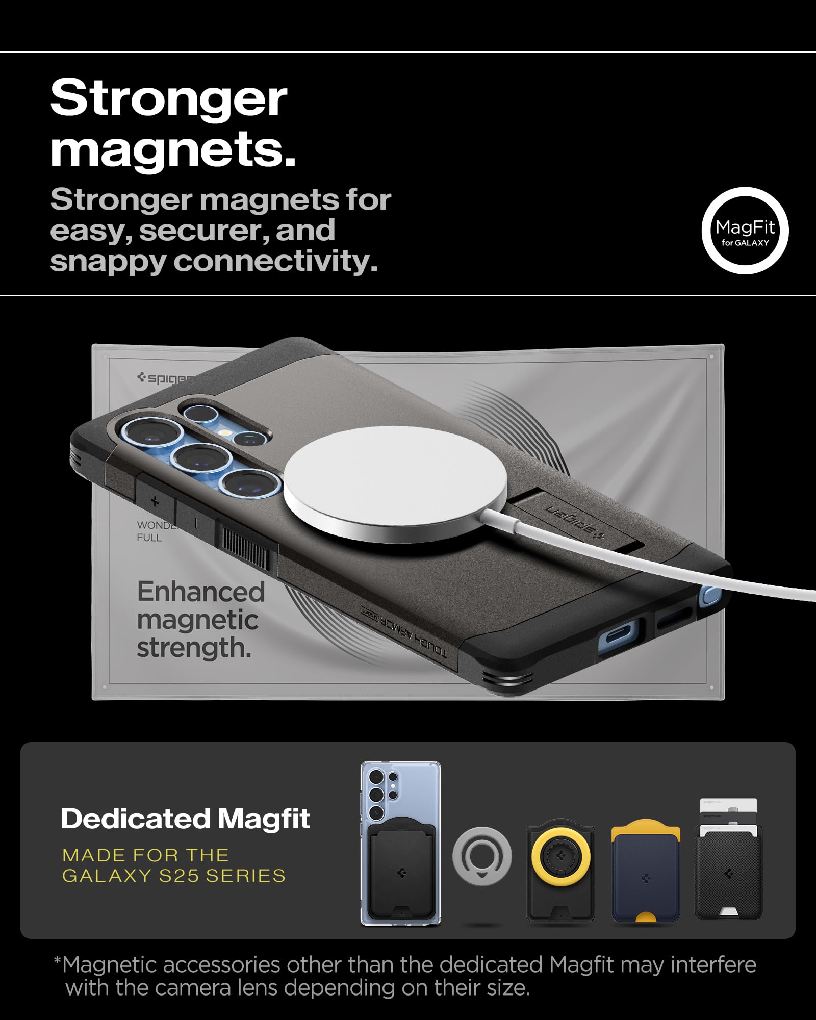 Spigen for Galaxy S26 Ultra Case, Tough Armor MagFit [Kickstand] [Compatible with MagSafe] [Military-Grade Protection] - Black