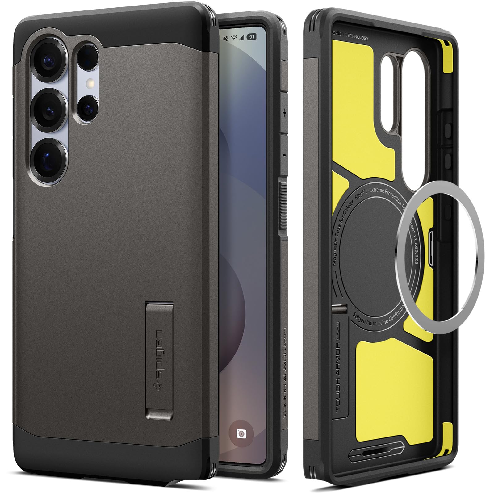 Spigen for Galaxy S26 Ultra Case, Tough Armor MagFit [Kickstand] [Compatible with MagSafe] [Military-Grade Protection] - Black