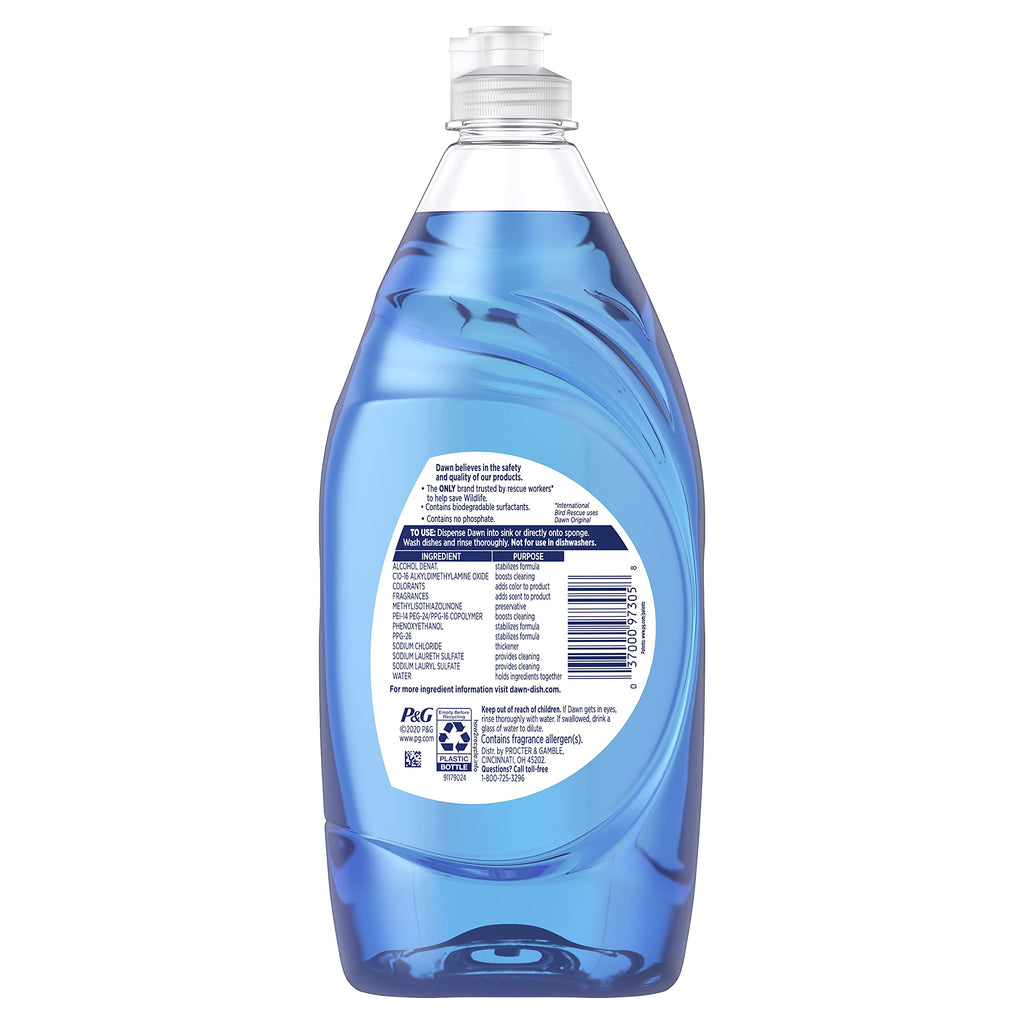 Dawn Ultra Original Dish Soap Refill Jug, Large Size Blue Liquid Dishwashing Detergent, Powerful Dish Soap for Grease, 51.5 oz