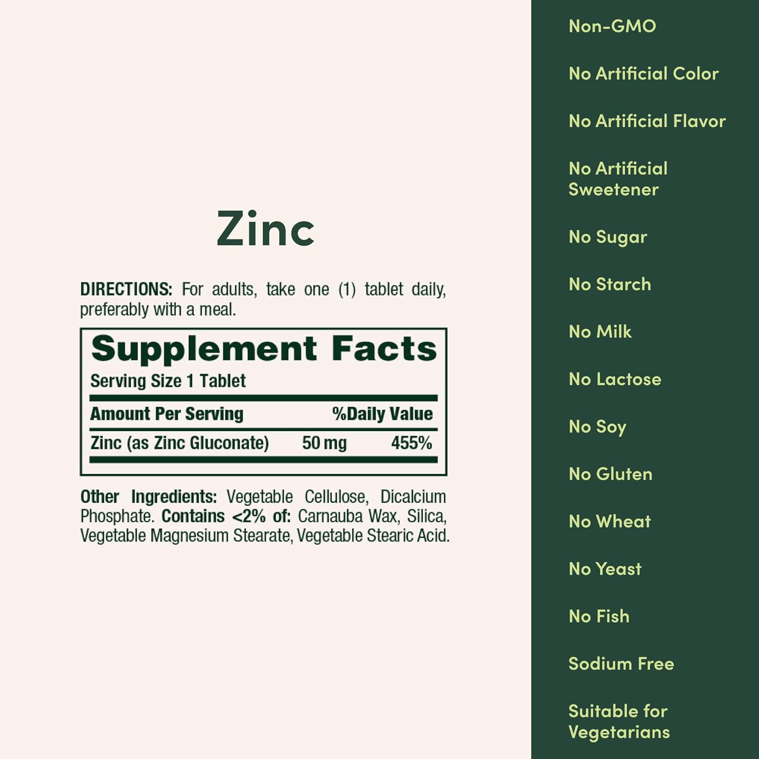 Nature’s Bounty Zinc 50mg, Immune Support & Antioxidant Supplement, Promotes Skin Health, 1 Caplet Per Day, Gluten Free, 250 Vegetarian Caplets
