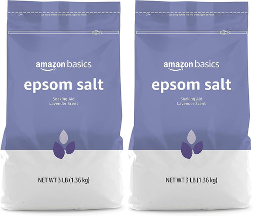 Amazon Basics Epsom Salt Soak, Unscented, Magnesium Sulfate USP, Muscle and Feet Relaxation, Resealable Bag, 3 Pound