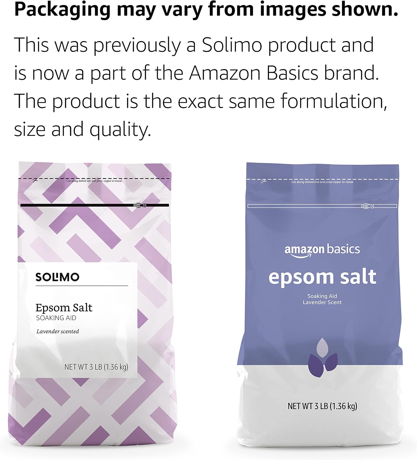 Amazon Basics Epsom Salt Soak, Unscented, Magnesium Sulfate USP, Muscle and Feet Relaxation, Resealable Bag, 3 Pound