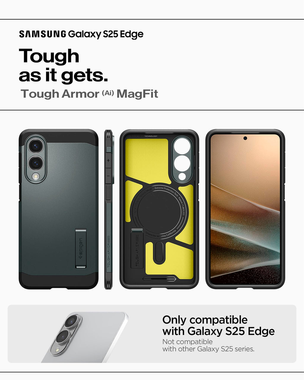 Spigen for Galaxy S26 Ultra Case, Tough Armor MagFit [Kickstand] [Compatible with MagSafe] [Military-Grade Protection] - Black