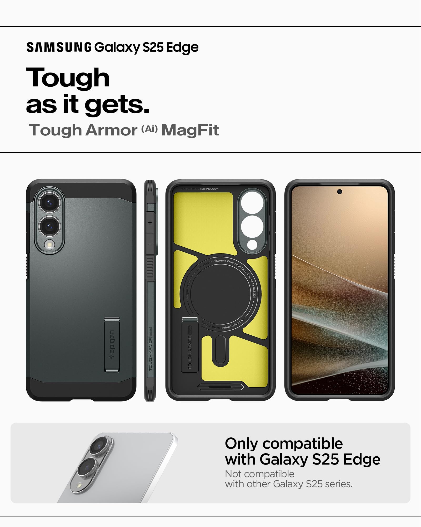Spigen for Galaxy S26 Ultra Case, Tough Armor MagFit [Kickstand] [Compatible with MagSafe] [Military-Grade Protection] - Black