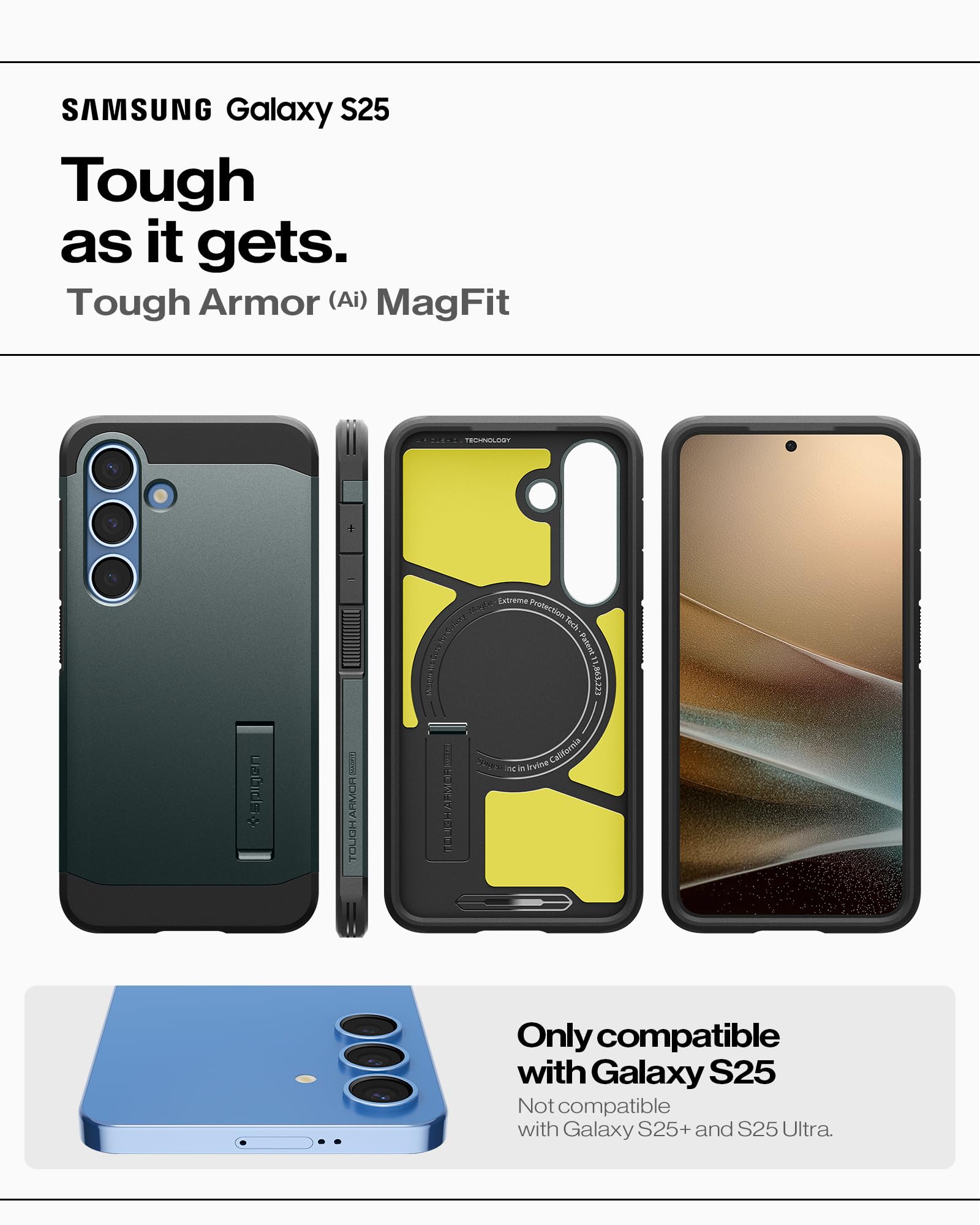 Spigen for Galaxy S26 Ultra Case, Tough Armor MagFit [Kickstand] [Compatible with MagSafe] [Military-Grade Protection] - Black
