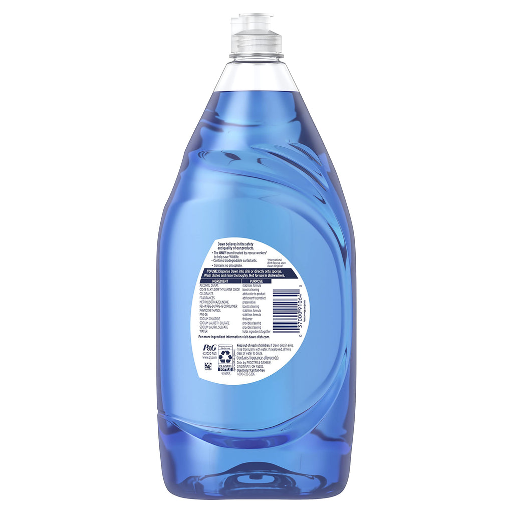 Dawn Ultra Original Dish Soap Refill Jug, Large Size Blue Liquid Dishwashing Detergent, Powerful Dish Soap for Grease, 51.5 oz