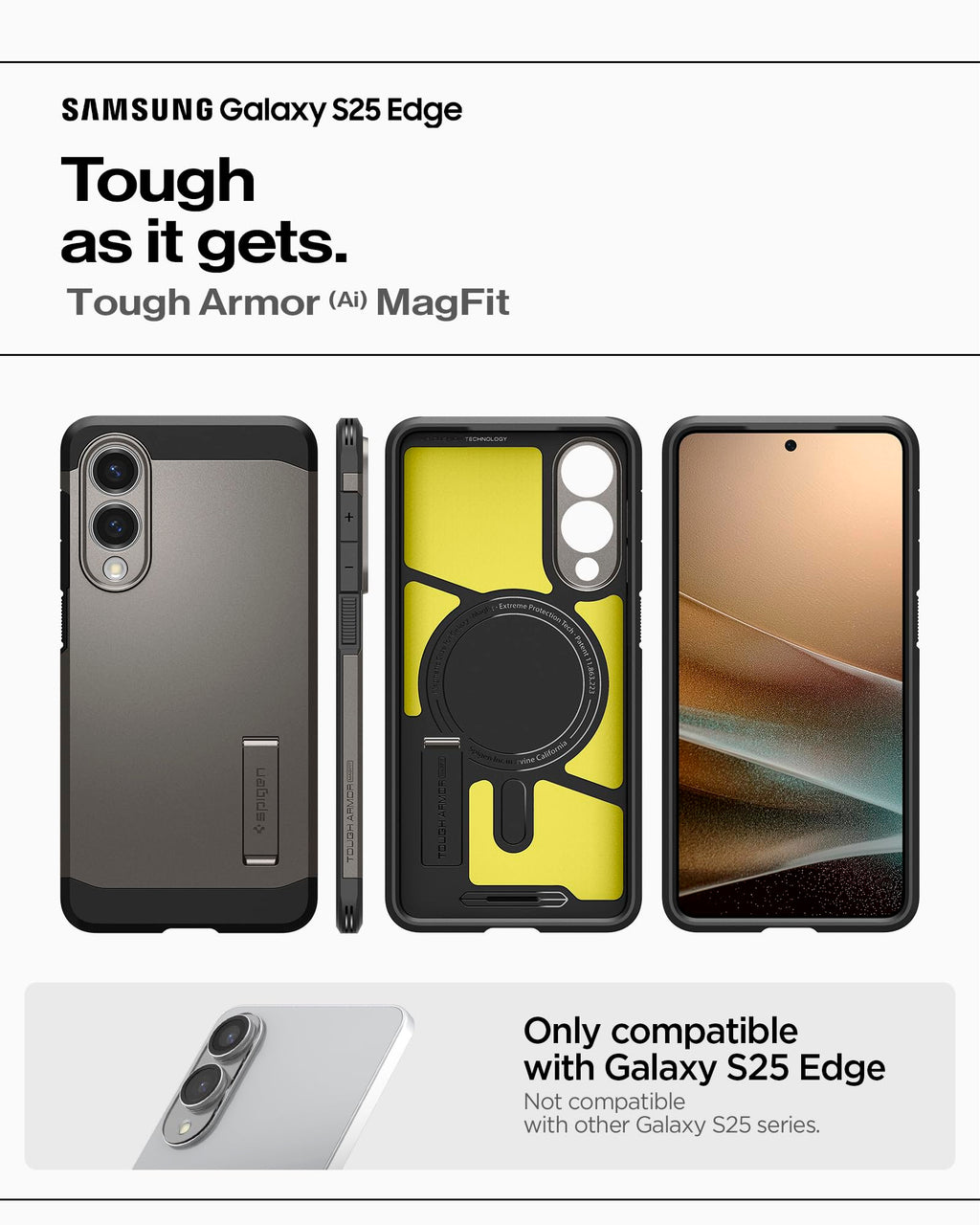 Spigen for Galaxy S26 Ultra Case, Tough Armor MagFit [Kickstand] [Compatible with MagSafe] [Military-Grade Protection] - Black