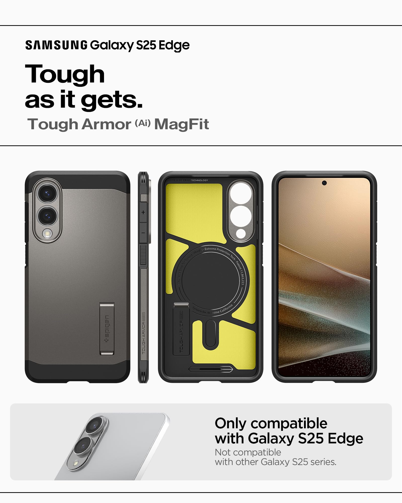 Spigen for Galaxy S26 Ultra Case, Tough Armor MagFit [Kickstand] [Compatible with MagSafe] [Military-Grade Protection] - Black