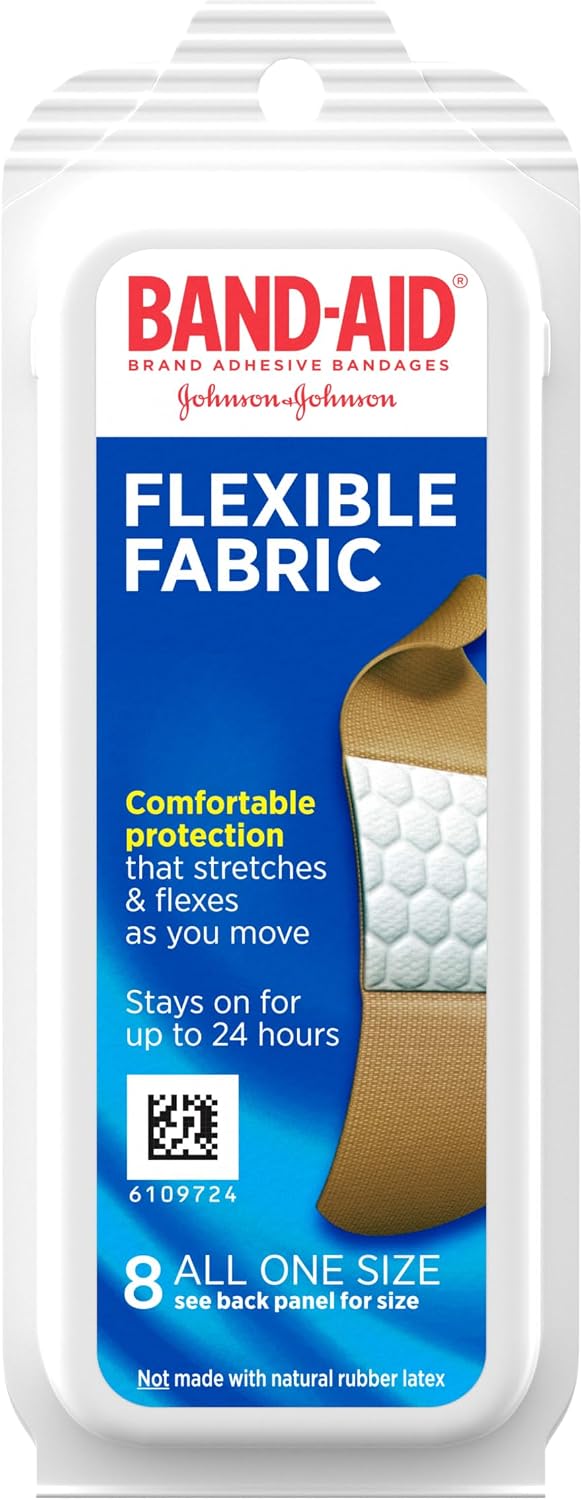 BAND-AID Brand Flexible Fabric Adhesive Bandages, Comfortable Sterile Protection & Wound Care for Minor Cuts, Scrapes & Burns, First Aid Kit Essential, Non-Stick Hurt-Free Pad, Assorted Sizes, 100 Ct