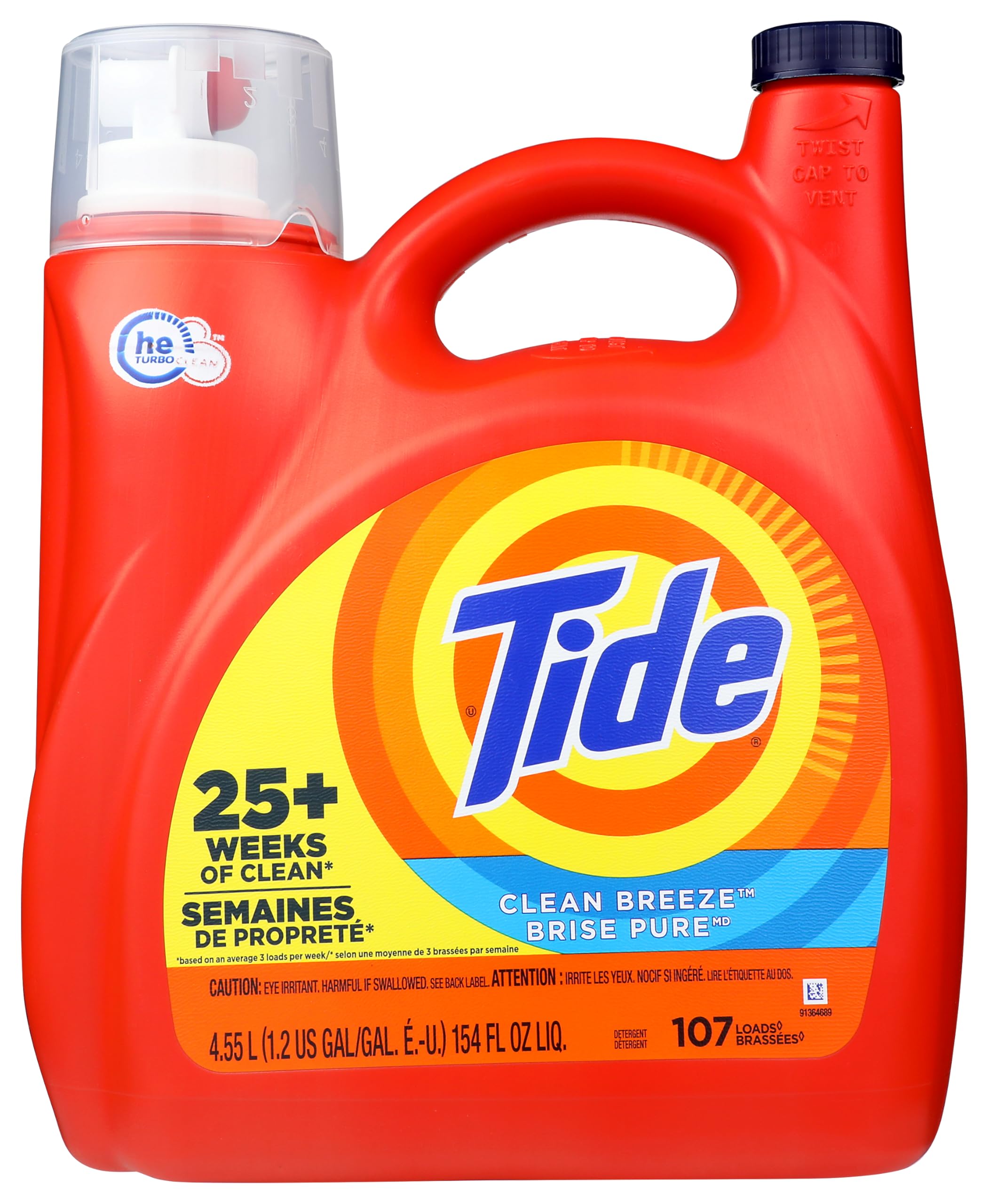 Tide Liquid Laundry Detergent, Original Scent, 125 fl oz, 100 Loads, Boosted Clean Even in Cold Water with Concentrated Washing Soap