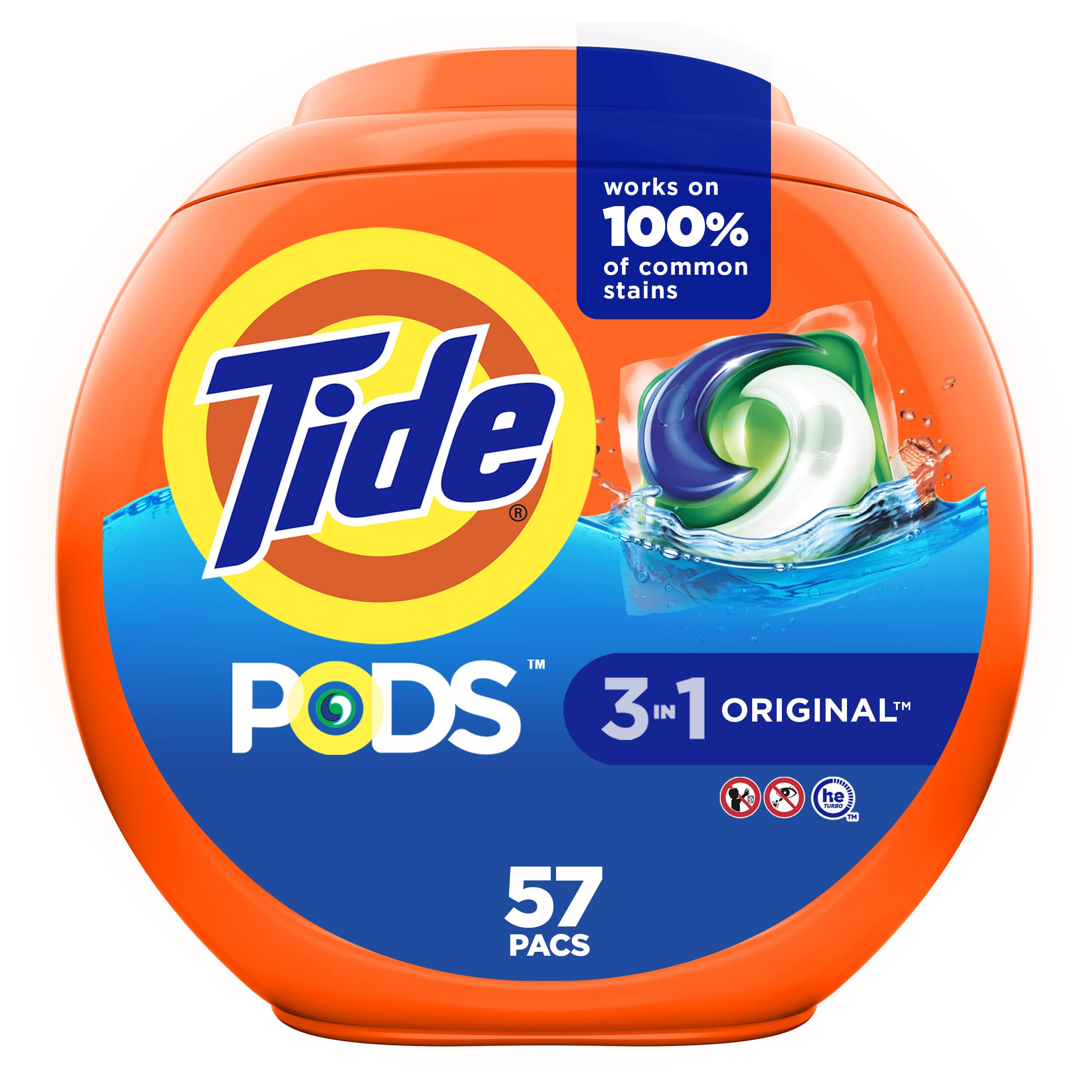 Tide PODS laundry detergent pacs, 3-in-1 Stain Remover, Odor Fighter, Color Protector, 112 Count, HE compatible, Spring Meadow Scent