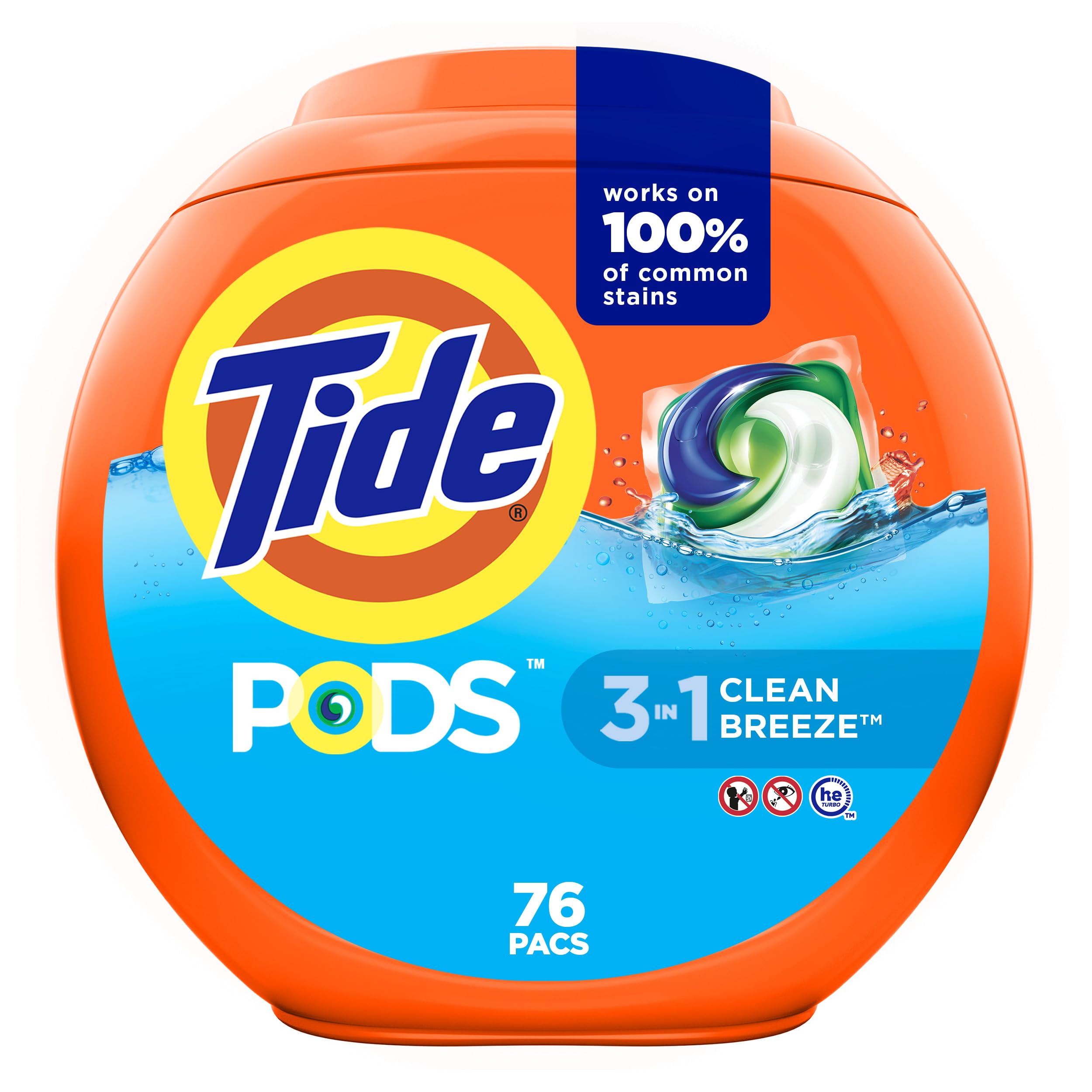 Tide PODS laundry detergent pacs, 3-in-1 Stain Remover, Odor Fighter, Color Protector, 112 Count, HE compatible, Spring Meadow Scent