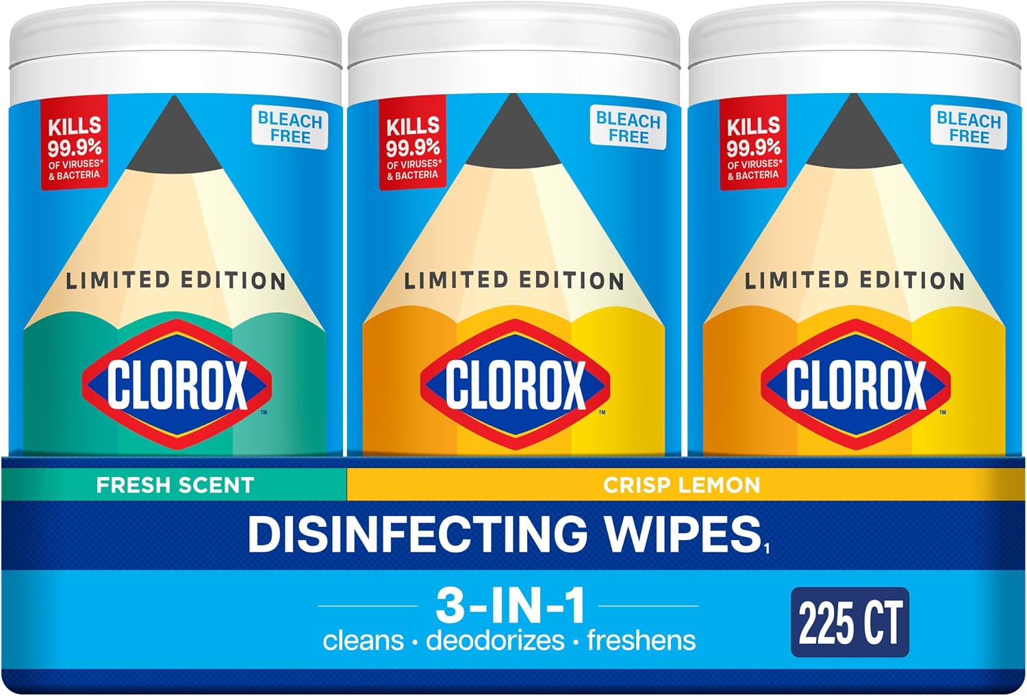 Clorox Disinfecting Wipes Back to School Variety Pack, 75 Count Each, Pack of 3 (Package May Vary)