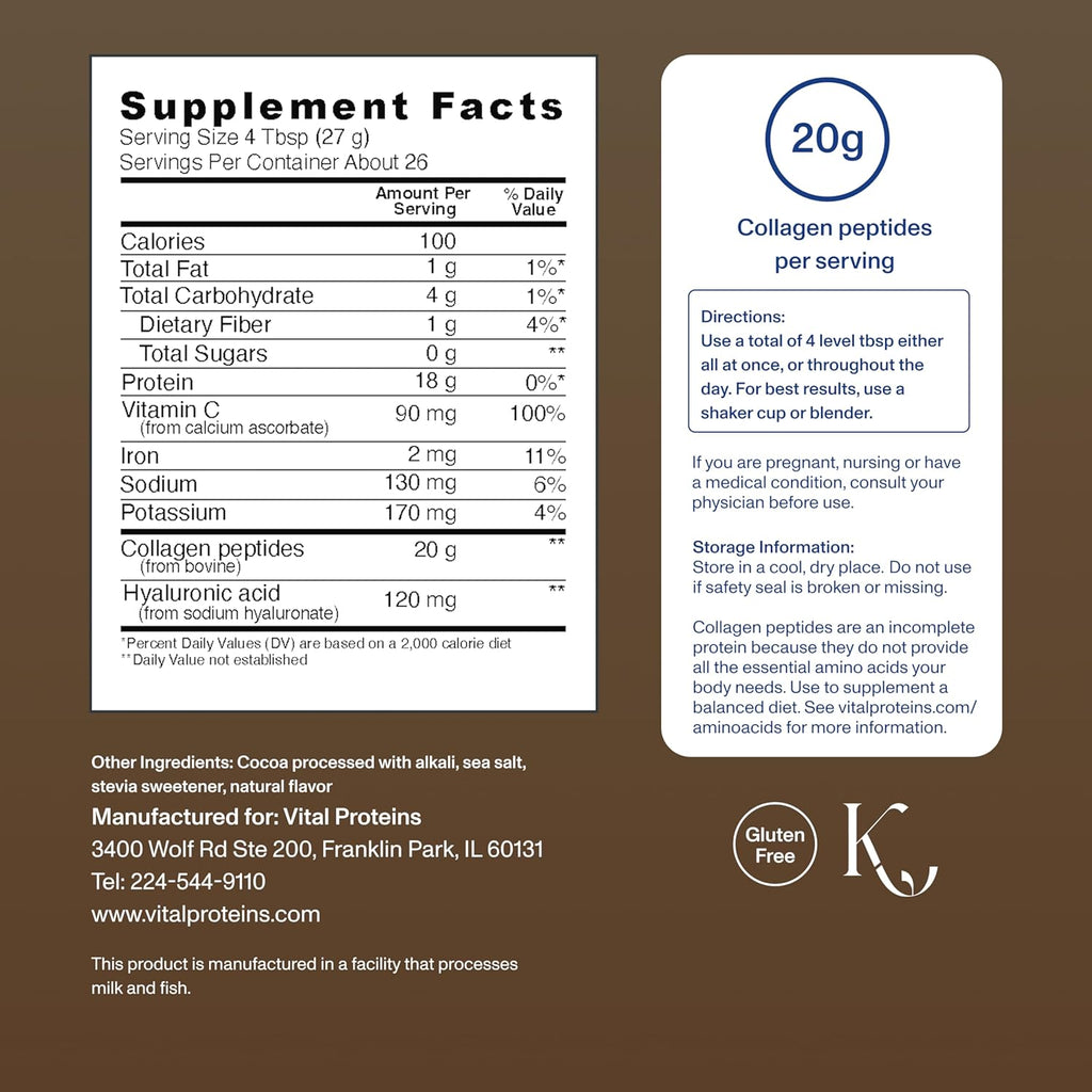 Vital Proteins Collagen Peptides Powder Advanced with Hyaluronic Acid & Vitamin C, 20oz Collagen Protein, Unflavored, 27 Servings