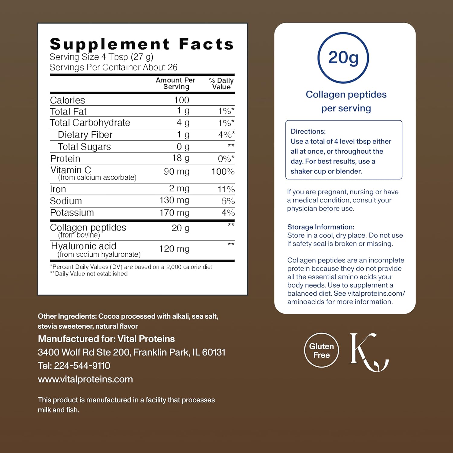 Vital Proteins Collagen Peptides Powder Advanced with Hyaluronic Acid & Vitamin C, 20oz Collagen Protein, Unflavored, 27 Servings